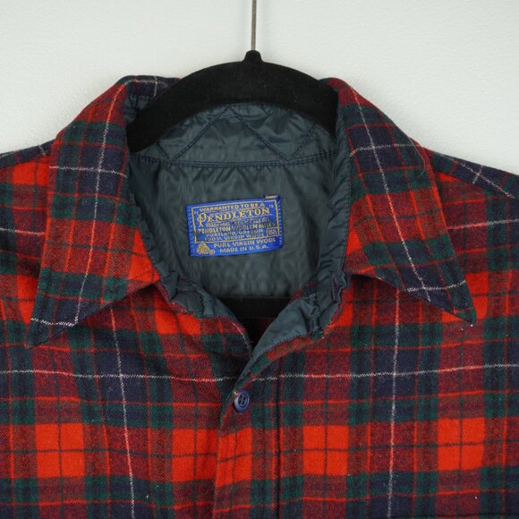 Pendleton Wool Shirt Button Up Red Green Blue Plaid Size 15.5 - Picture 4 of 8
